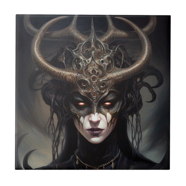 Demon Woman Queen Dark Fantasy Art Ceramic Tile (Front)