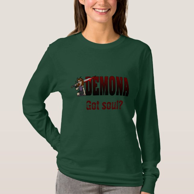 Demona Long Sleeve Army Red T-Shirt (Front)