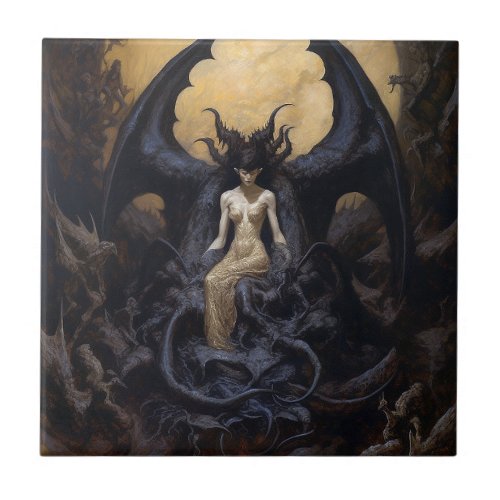 Demoness Dark Fantasy Goth Gothic Art Ceramic Tile