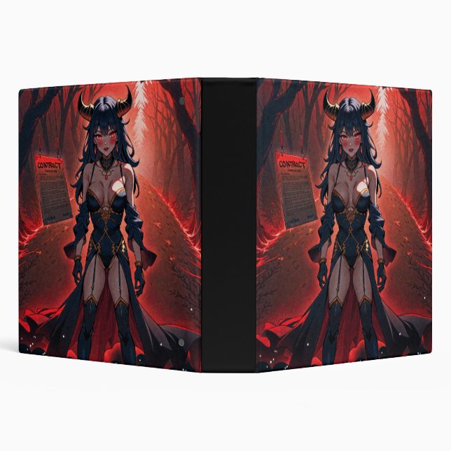 Demoness with Contact at Crossroads, Anime Demon 3 Ring Binder (Background)