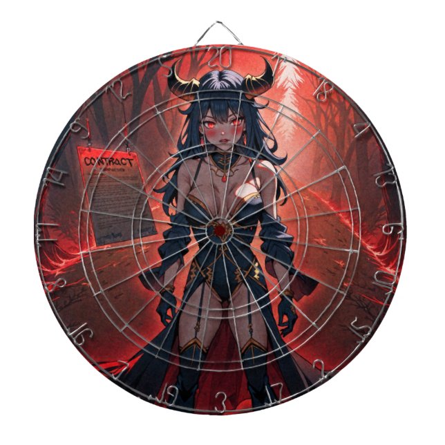 Demoness with Contact at Crossroads, Anime Demon Dart Board (Front)