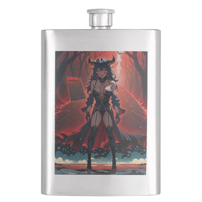 Demoness with Contact at Crossroads, Anime Demon Flask (Front)