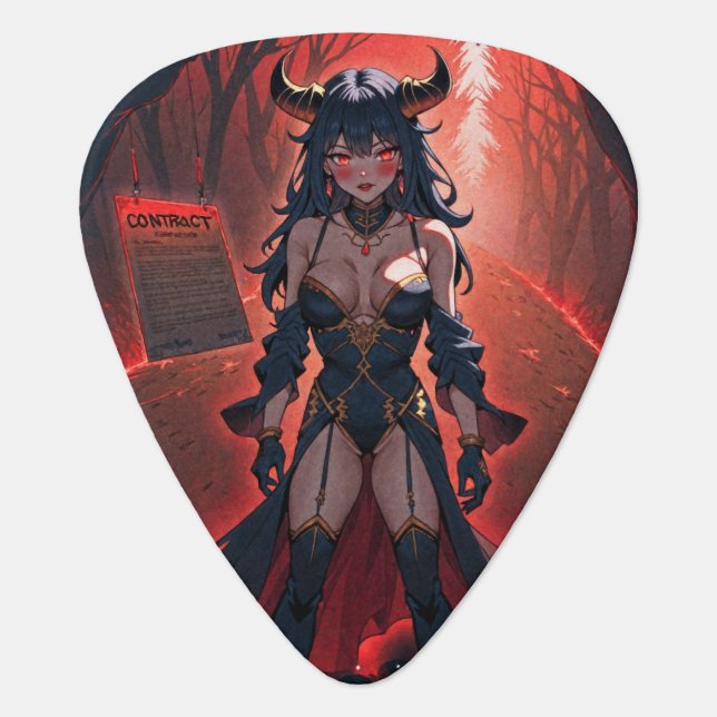 Demoness with Contact at Crossroads, Anime Demon Guitar Pick (Front)