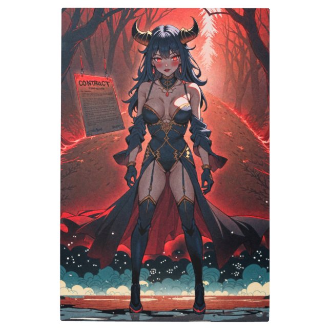 Demoness with Contact at Crossroads, Anime Demon Metal Print (Front)