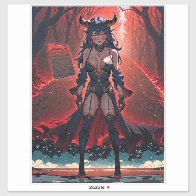 Demoness with Contact at Crossroads, Anime Demon Sticker (Sheet)
