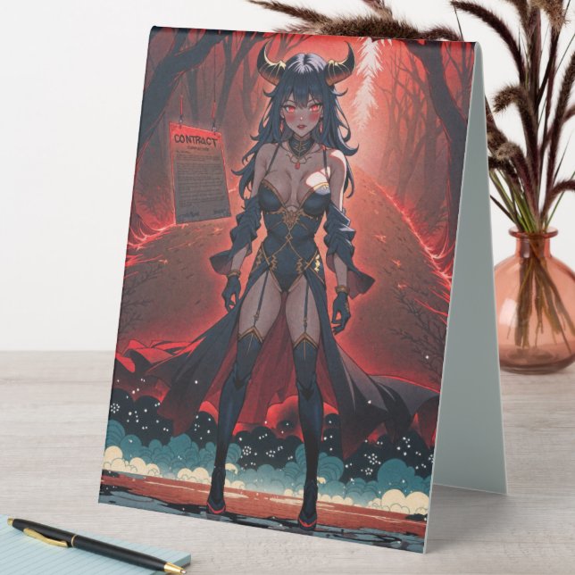Demoness with Contact at Crossroads, Anime Demon Table Tent (In SItu (Table))
