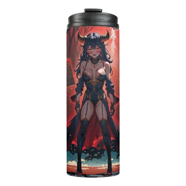 Demoness with Contact at Crossroads, Anime Demon Thermal Tumbler (Front)