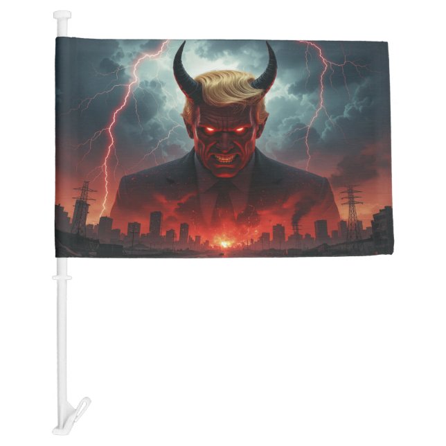 Demonic Apocalypse Shutdown Car Flag (Front)