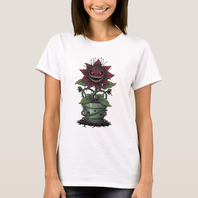 Demonic Bloodbloom in Cursed Pot T-Shirt (Front)