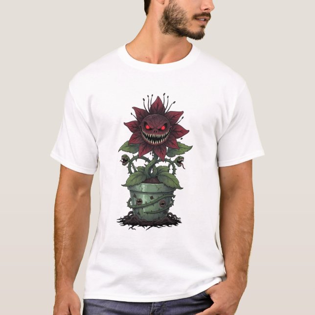 Demonic Bloodbloom in Cursed Pot T-Shirt (Front)