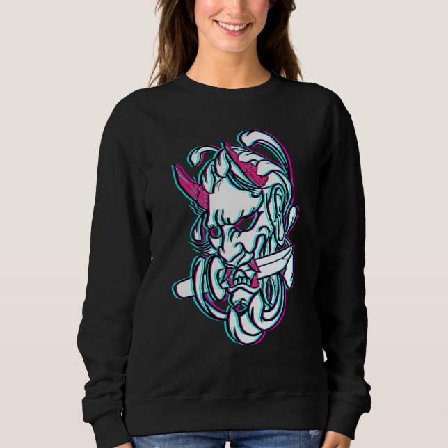 Demonic Fiend Cyber Goth Punk Aesthetic Sweatshirt (Front)