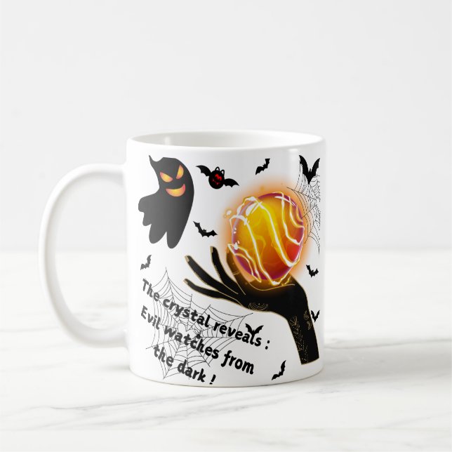 Demonic Ghost with Flaming Crystal Ball | Evil Wat Coffee Mug (Left)