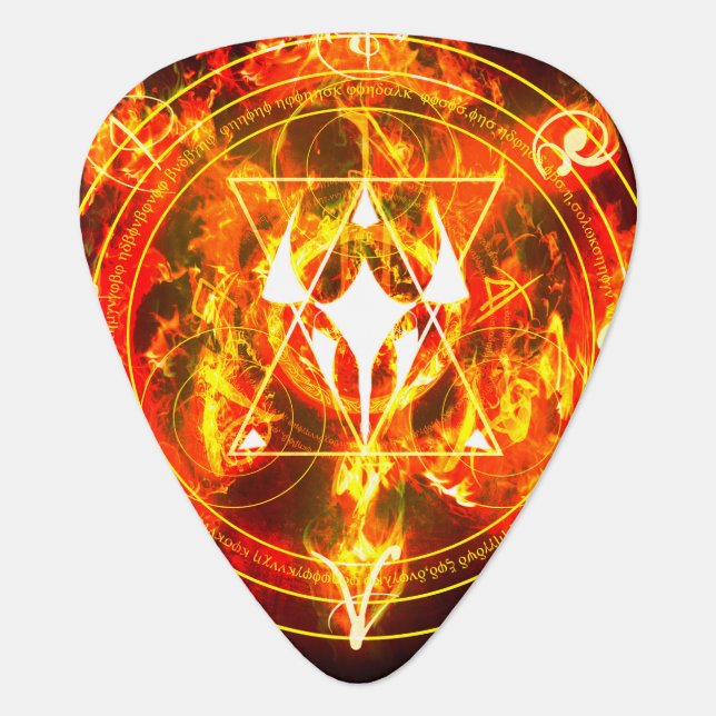 Demonic Hellfire Sigil of Chaos Infernal Red Guitar Pick (Front)