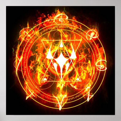 Demonic Hellfire Sigil of Chaos Infernal Red Poster