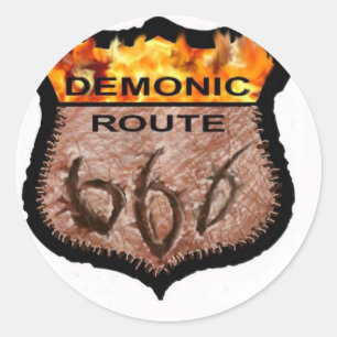 Demonic Route 666 Classic Round Sticker