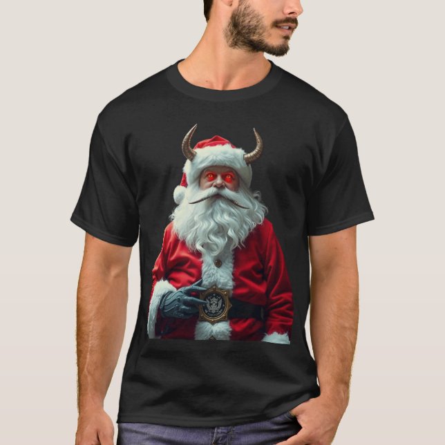 Demonic Santa Claus with Horns T-Shirt (Front)