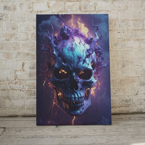 Demonic Skull Burning In Flames Canvas Print