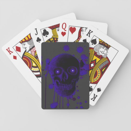 Demonic Skull _ Electric Blue Playing Cards