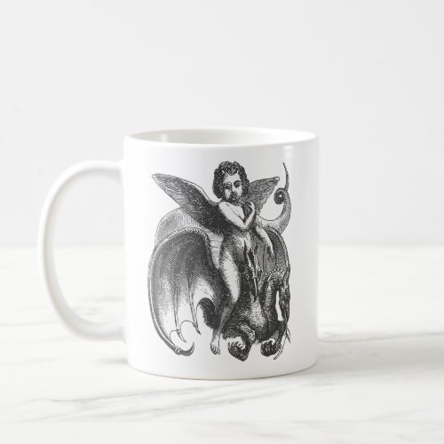 Demonic Winged Character Riding A Two Headed Drago Coffee Mug