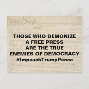 Demonize a Free Press True Enemy of Democracy Postcard