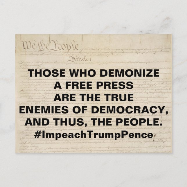 Demonize a Free Press True Enemy of People Postcard (Front)