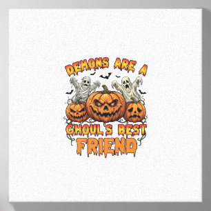 Demons Are Ghouls Friend Pumpkins Mummy Ghost Bats Canvas Photo Tile