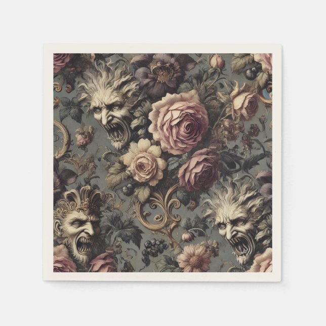 Demons of Delinquency – Gothic Floral Design Napkins (Front)