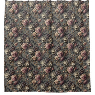 Demons of Delinquency – Gothic Floral Design Shower Curtain