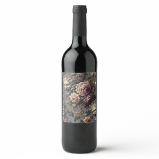 Demons of Delinquency – Gothic Floral Design Wine Label