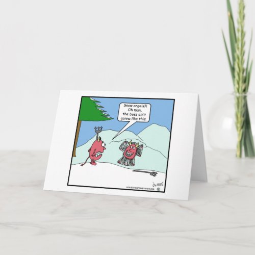 Demons  snow angels Christmas greeting card