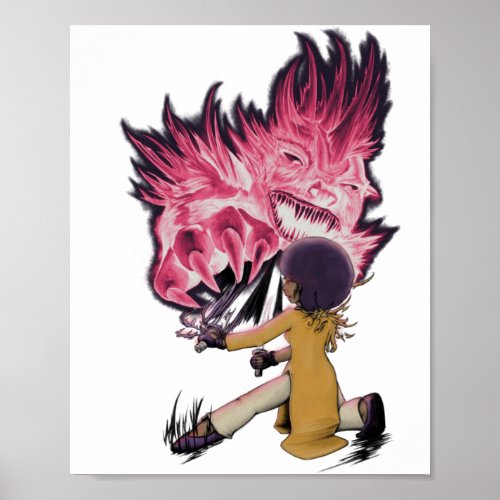 Demonslayer Afro Tia demon fight glowing red eyes Poster