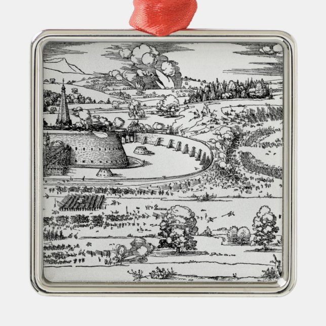 Demonstration of defensive measures metal ornament (Front)