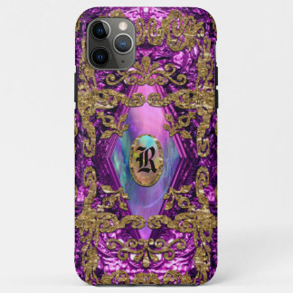 Dempsey Plum Elegant Chic Monogram iPhone 11 Pro Max Case