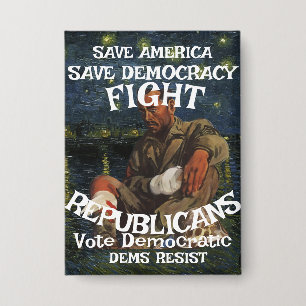 DEMS DEMOCRATIC PARTY FREEDOM EQUALITY LIBERTY BUTTON