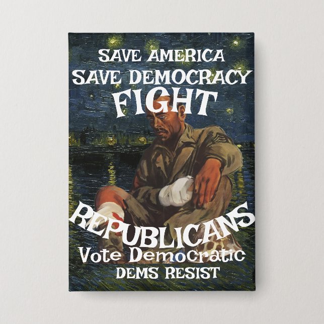 DEMS DEMOCRATIC PARTY FREEDOM EQUALITY LIBERTY BUTTON (Front)