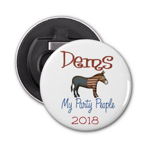 DEMS My Party Patriotic Donkey Design Bottle Opener