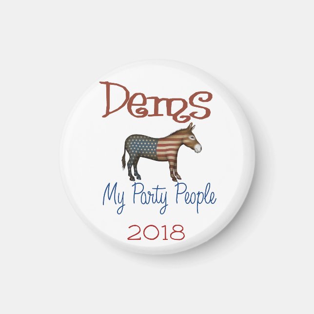 DEMS My Party Patriotic Donkey Design Magnet (Front)