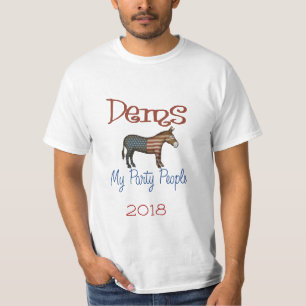 DEMS My Party Patriotic Donkey Design T-Shirt