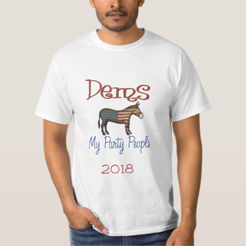 DEMS My Party Patriotic Donkey Design T_Shirt