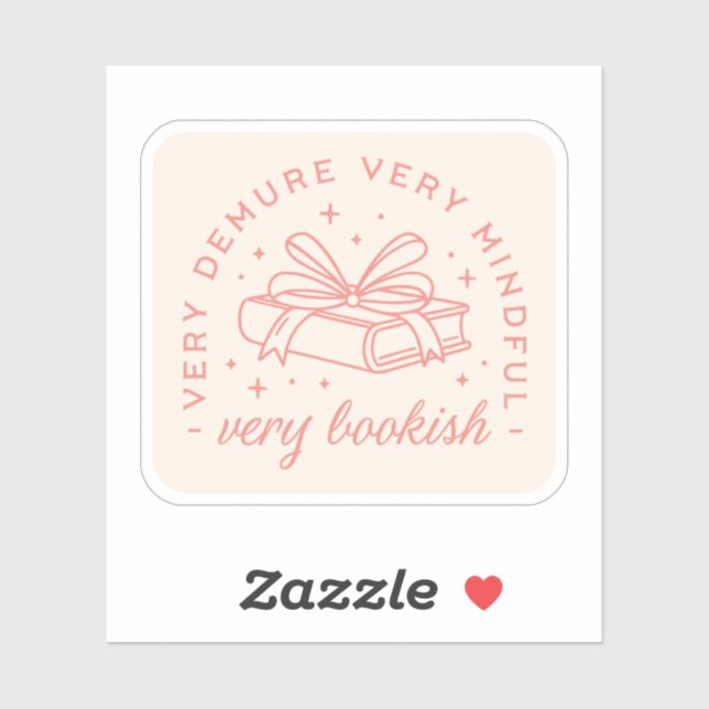Demure cutesy bookish bow pink aesthetic sticker (Sheet)