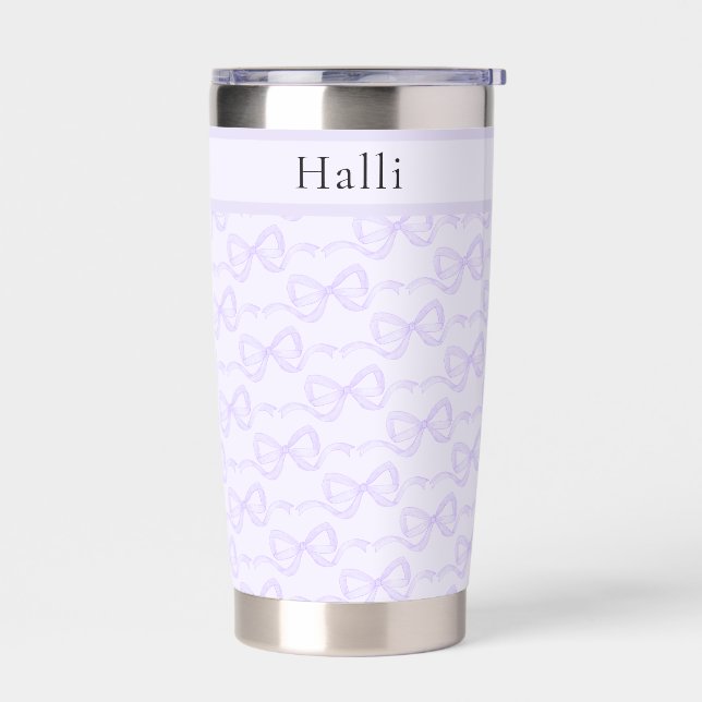 Demure Lilac Bow Bridesmaid Proposal Insulated Tumbler (Left)