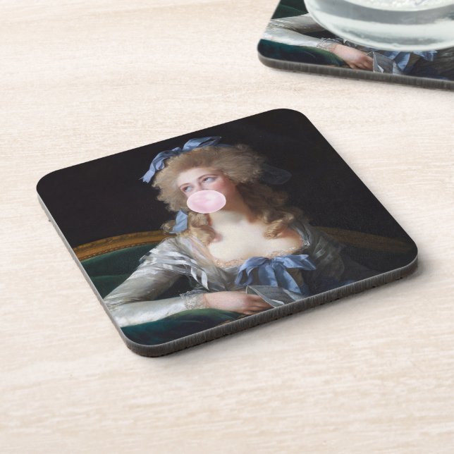 Demure with Pink Bubble Gum Beverage Coaster (Left Side)