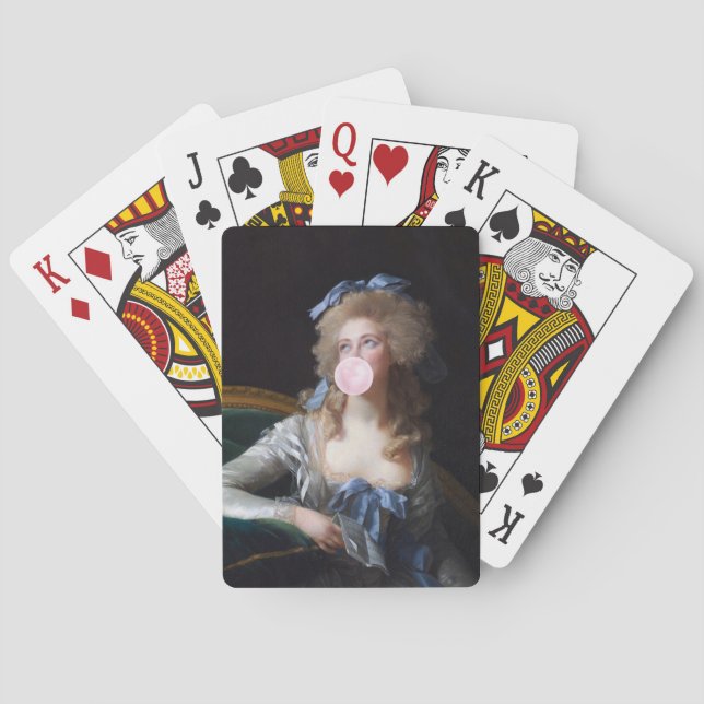 Demure with Pink Bubble Gum Poker Cards (Back)