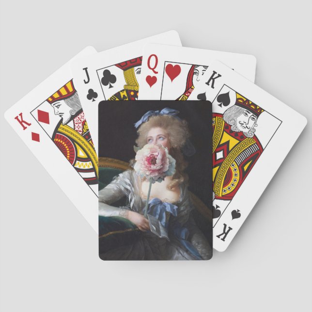 Demure with Pink Peony Poker Cards (Back)