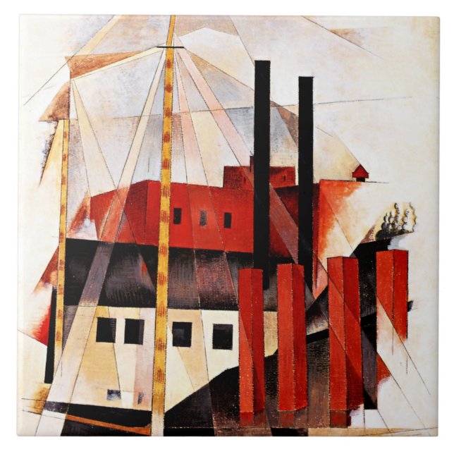 Demuth - Piano Mover's Holiday, fine art painting Ceramic Tile (Front)