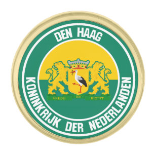 Den Haag Round Emblem Gold Finish Lapel Pin