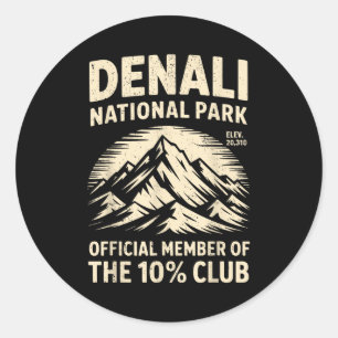 Denali 10 Percent Club Alaska National Park Hiking Classic Round Sticker