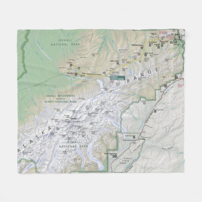 Denali (Alaska) map fleece blanket (Front (Horizontal))