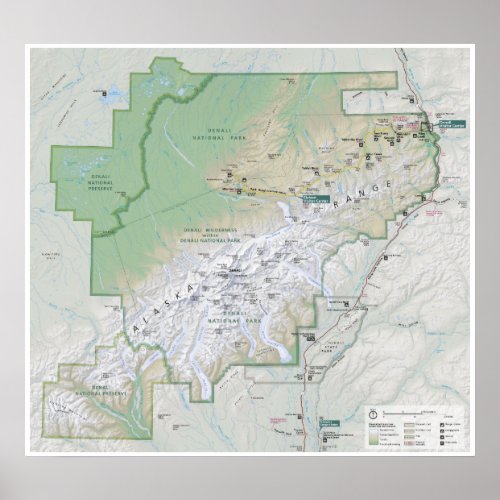 Denali Alaska map poster