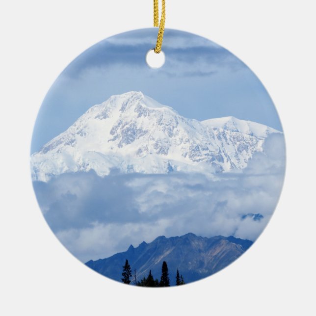 Denali Alaska Mountain Photo Ceramic Ornament (Front)